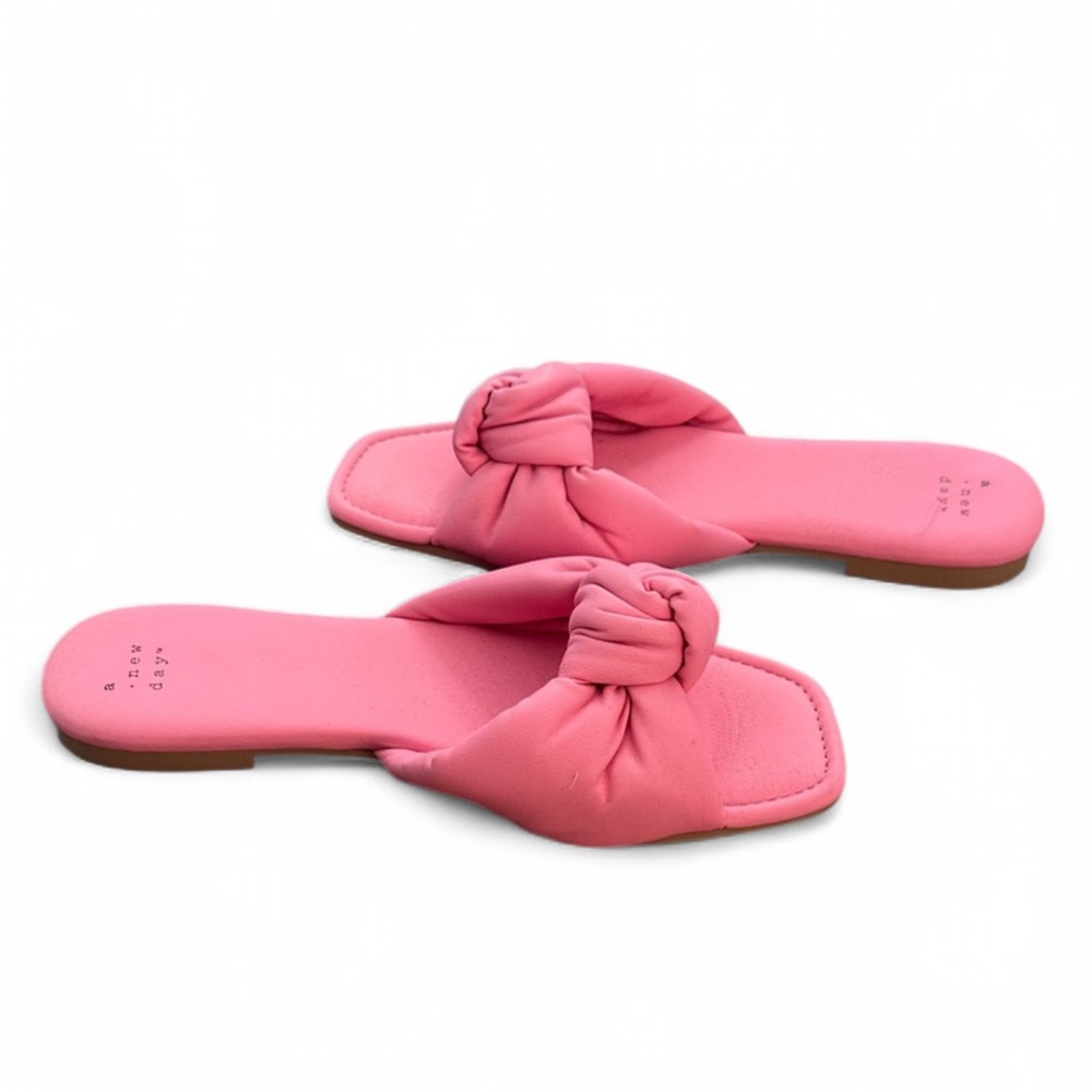 A New Day Women's Pink Knotted Slide Sandals GUC